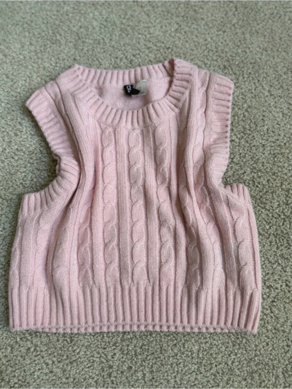 H&M Soft Pink Cable Knit Sweater Vest sexy sleeveless y2k